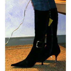 Lorena new buckle faux suede boot pointy toe